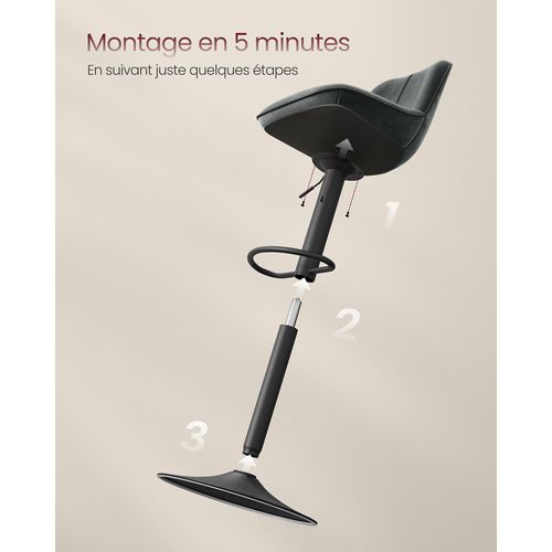 Lot De 2 Tabourets De Bar, Pivotants, Réglables En Hauteur, Dossier Ergonomique, Gris Anthracite