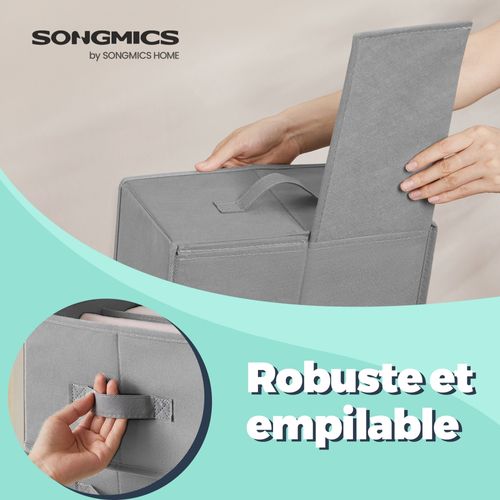 Lot De 4, Organisateur à 6 Compartiments, Panier, 42.1 X 30.1 X 17.1 Cm, Gris