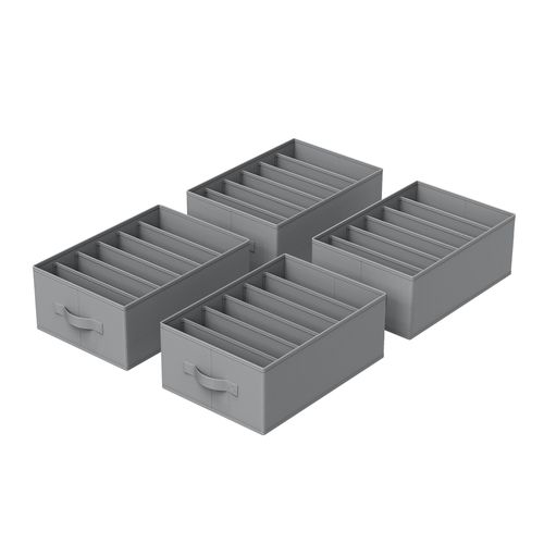 Lot De 4, Organisateur à 6 Compartiments, Panier, 42.1 X 30.1 X 17.1 Cm, Gris