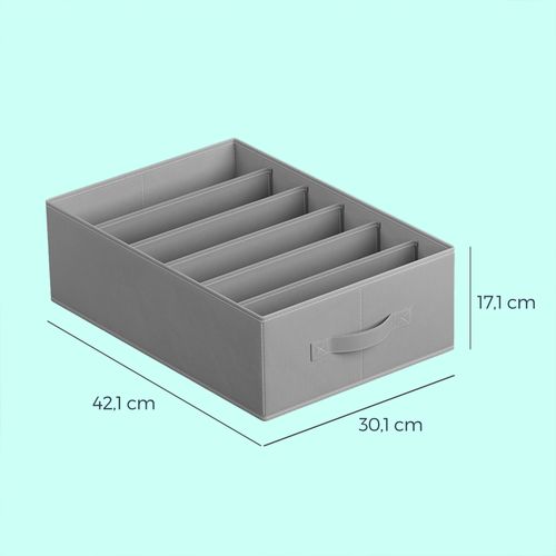 Lot De 4, Organisateur à 6 Compartiments, Panier, 42.1 X 30.1 X 17.1 Cm, Gris