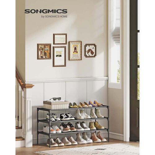 Étagère à Chaussures 3 Niveaux, 29,7 X 91,8 X 53,5 Cm, Cadre En Métal, Étagères, Noir D’encre