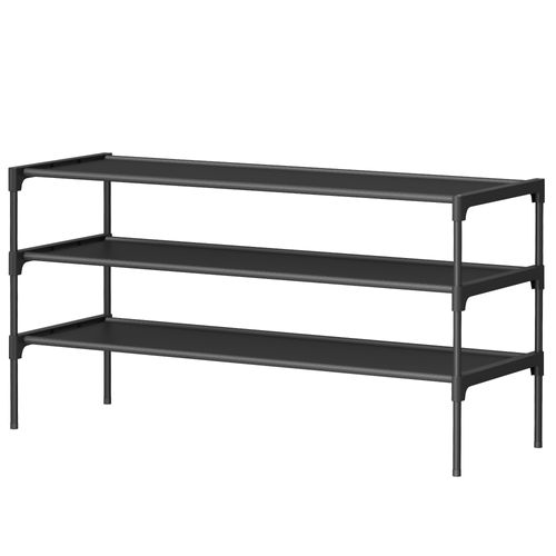 Étagère à Chaussures 3 Niveaux, 29,7 X 91,8 X 53,5 Cm, Cadre En Métal, Étagères, Noir D’encre