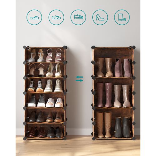 Étagère à Chaussures 10 Niveaux, Système D'étagères, Organiseur De Chaussures,avec Porte,marron