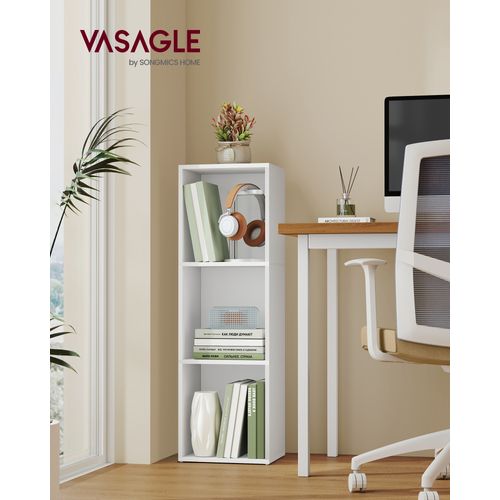 Bibliothèque, Étagère Sur 3 Niveaux, Meuble De Rangement, Avec Compartiments Ouverts,blanc