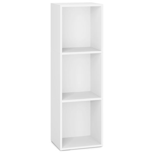 Bibliothèque, Étagère Sur 3 Niveaux, Meuble De Rangement, Avec Compartiments Ouverts,blanc