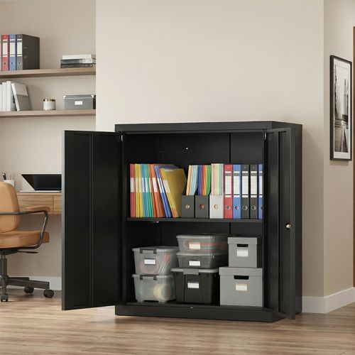 Armoire de bureau à 3 niveaux meuble de rangement bureau métallique 2