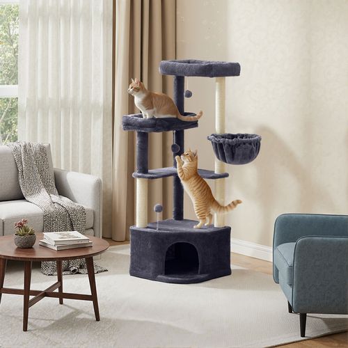 Arbre à Chat , Avec Balles En Peluche, Hamac, Niche, Plateformes, Gris Foncé