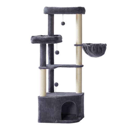 Arbre à Chat , Avec Balles En Peluche, Hamac, Niche, Plateformes, Gris Foncé