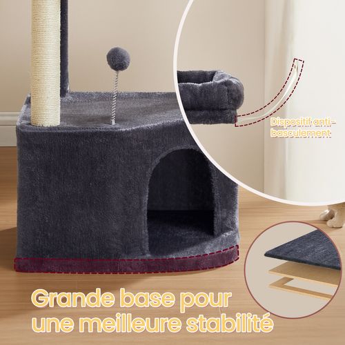 Arbre à Chat , Avec Balles En Peluche, Hamac, Niche, Plateformes, Gris Foncé