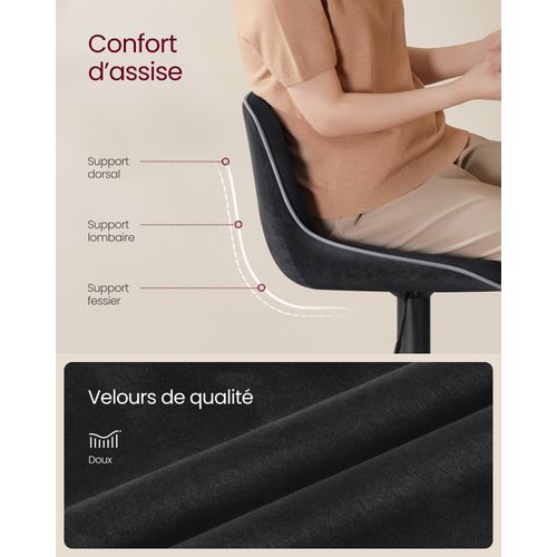 Lot De 4 Tabourets De Bar, Pivotants, Réglables En Hauteur, Dossier Ergonomique, Noir