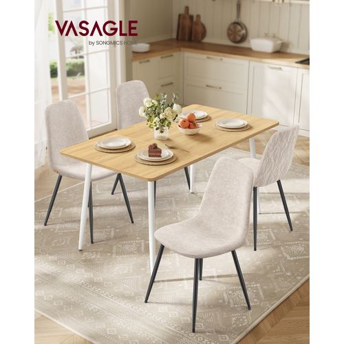 Ensemble De Salle à Manger, Table à Manger Avec 4 Chaises, Pour 4 à 6 Personnes, Doré Et Blanc