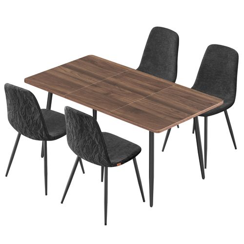 Ensemble De Salle à Manger, Table à Manger Avec 4 Chaises, Pour 4 à 6 Personnes,noyer Et Gris