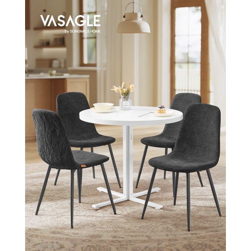 1 Table Ronde Avec 4 Chaises De Salle à Manger, Ensemble De Salle à Manger,blanc Et Gris