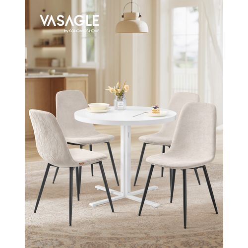 1 Table Ronde Avec 4 Chaises De Salle à Manger, Ensemble De Salle à Manger, Support En Acier, Blanc