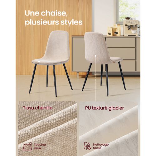1 Table Ronde Avec 4 Chaises De Salle à Manger, Ensemble De Salle à Manger, Support En Acier, Blanc