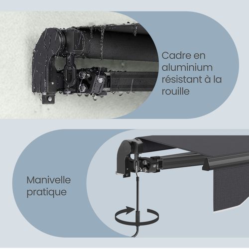 Store Banne Réglable, Avec Manivelle, Upf 50+, Alliage D’aluminium, 250 X 200 Cm, Gris