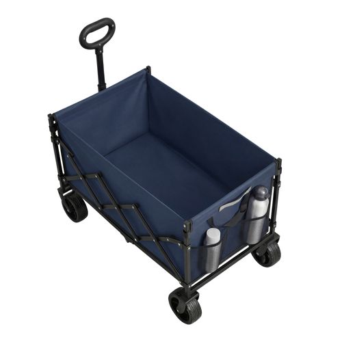 Chariot Pliable, 4 Roues Renforcées, Chariot De Jardin, Grande Capacité 150l, Extérieur, Bleu