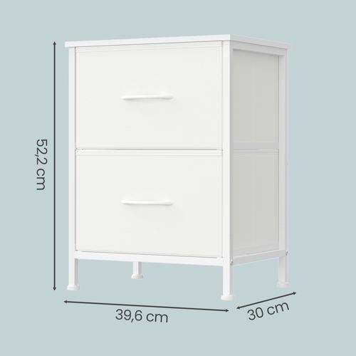 Table De Chevet Avec 2 Tiroirs, Lot De 2, Pour Chambre, Blanc