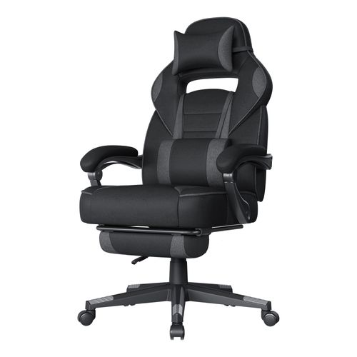 Fauteuil De Bureau Ergonomique, Chaise Gaming Avec Appui-tête, Réglable En Hauteur, Noir Et Gris