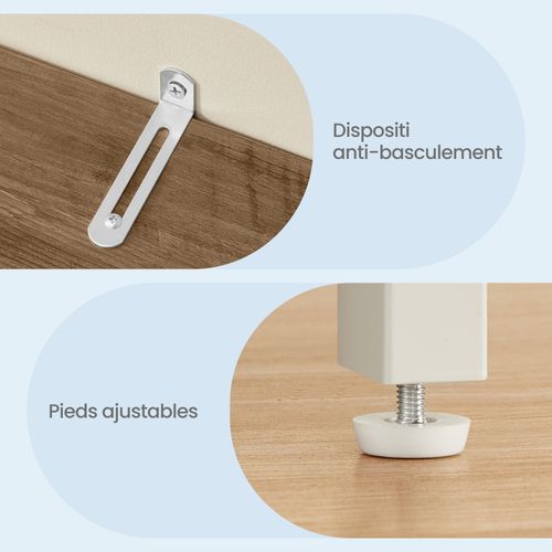 Buffet De Cuisine, Avec 3 Portes, Pour Salle à Manger, Salon, 110 X 33 X 75 Cm, Marron Et Blanc