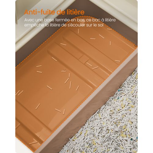 Bac à Litière Fermé Pour Chat, Plateau Amovible,capacité 15 Kg, Anti-traces, Anti-fuites, Gris