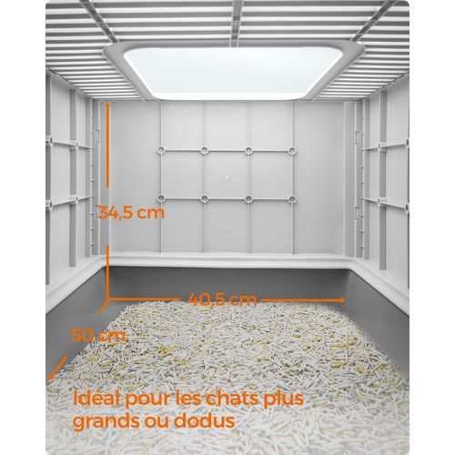 Bac à Litière Fermé Pour Chat, Plateau Amovible,capacité 15 Kg, Anti-traces, Anti-fuites, Gris