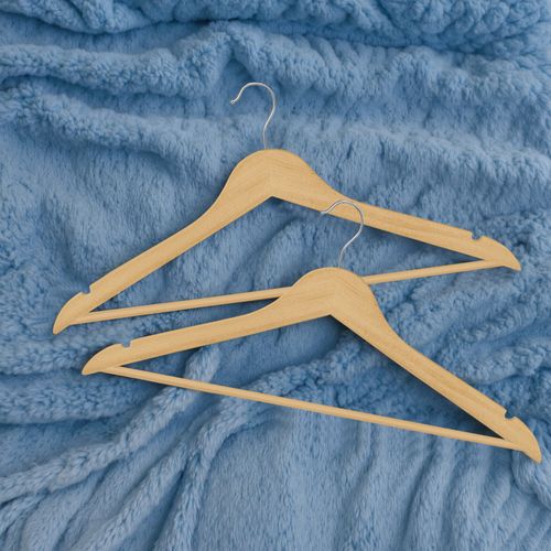 Cintres En Bois, Lot De 10, Fins, Avec Encoches, Crochet Pivotant 360°, Beige