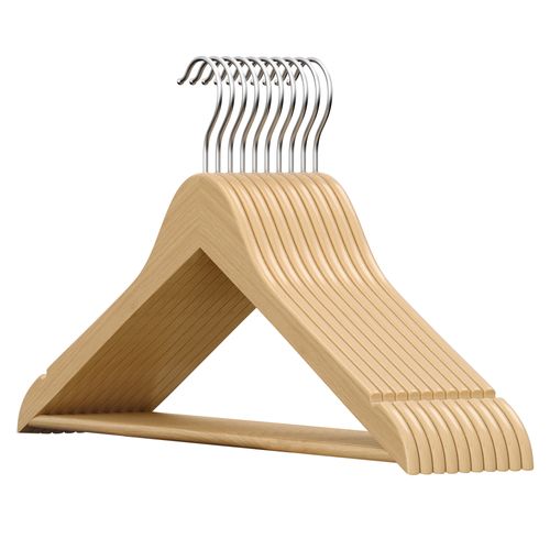 Cintres En Bois, Lot De 10, Fins, Avec Encoches, Crochet Pivotant 360°, Beige