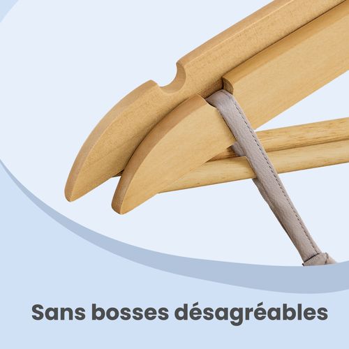 Cintres En Bois, Lot De 10, Fins, Avec Encoches, Crochet Pivotant 360°, Beige