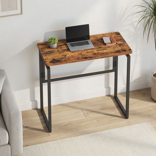 Bureau Pliable, 80 X 40 Cm, Table D’appoint Pour Balcon, Chambre, Montage Rapide, Marron