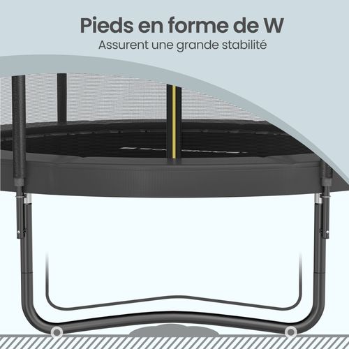 Trampoline De Jardin 305 Cm, Avec Coussin De Sécurité, Filet De Protection, Échelle, Noir