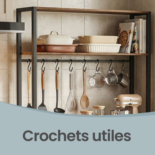 Meuble De Rangement Cuisine, Plan De Travail De 90 Cm De Hauteur,40 X 80 X 170 Cm, Marron Et Noir