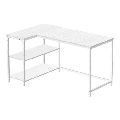 Bureau En L, Étagères Réglables Avec Rangement, 120 X 80 Cm, Blanc