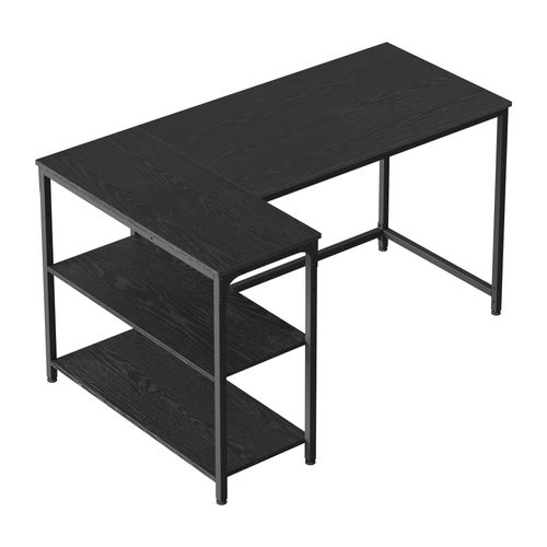 Bureau En L, Étagères Réglables Avec Rangement, 120 X 80 Cm, Noir