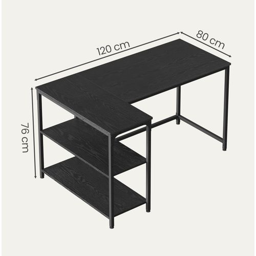 Bureau En L, Étagères Réglables Avec Rangement, 120 X 80 Cm, Noir