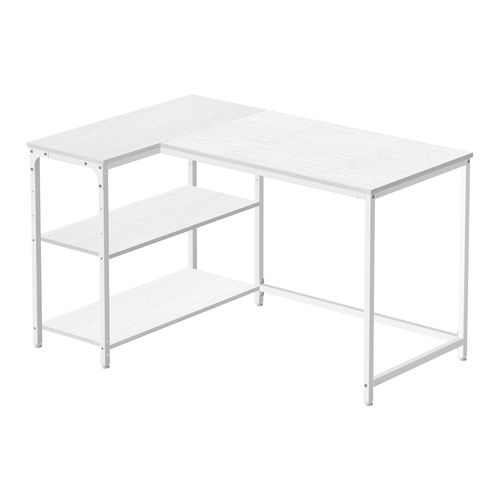 Bureau En L, Étagères Réglables Avec Rangement, 110 X 80 Cm, Blanc