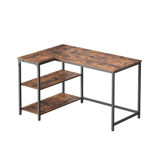 Bureau En L, Étagères Réglables Avec Rangement, 110 X 80 Cm, Marron