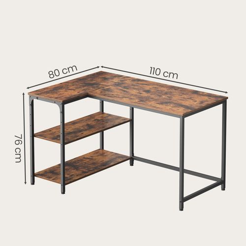 Bureau En L, Étagères Réglables Avec Rangement, 110 X 80 Cm, Marron