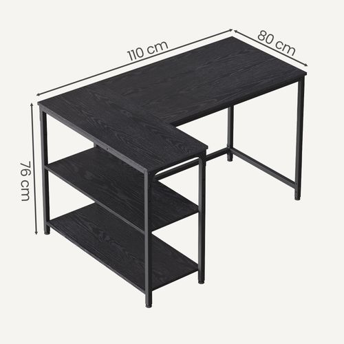 Bureau En L, Étagères Réglables Avec Rangement, 110 X 80 Cm, Noir
