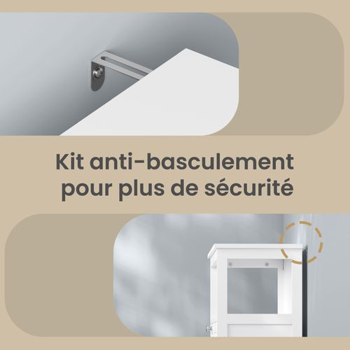 Meuble De Rangement Pour Salle De Bain, 3 Tiroirs, 30 X 60 X 80 Cm, Blanc