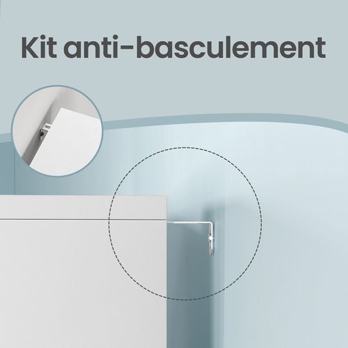 Meuble Sous Lavabo, 3 Tiroirs Latéraux, 2 Cases Derrière La Porte, Avec Pieds, Blanc Nuage