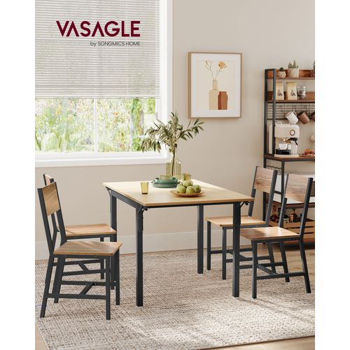 Chaise Salle à Manger Lot De 2, Cadre En Acier, Style Industriel, Marron Blé Et Noir D'encre