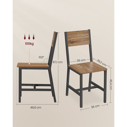 Chaise Salle à Manger Lot De 2, Cadre En Acier, Style Industriel, Marron Blé Et Noir D'encre