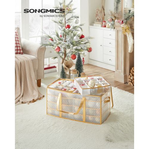Boîtes De Rangement Pour Noël, 128 Compartiments, Séparateurs Modulables, 64,5 X 33,5 X 34 Cm, Doré