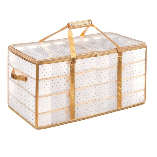 Boîtes De Rangement Pour Noël, 128 Compartiments, Séparateurs Modulables, 64,5 X 33,5 X 34 Cm, Doré