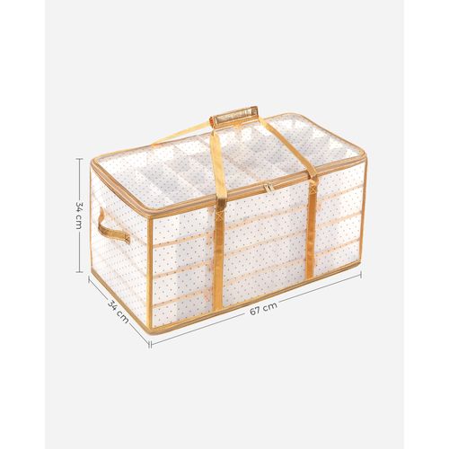 Boîtes De Rangement Pour Noël, 128 Compartiments, Séparateurs Modulables, 64,5 X 33,5 X 34 Cm, Doré
