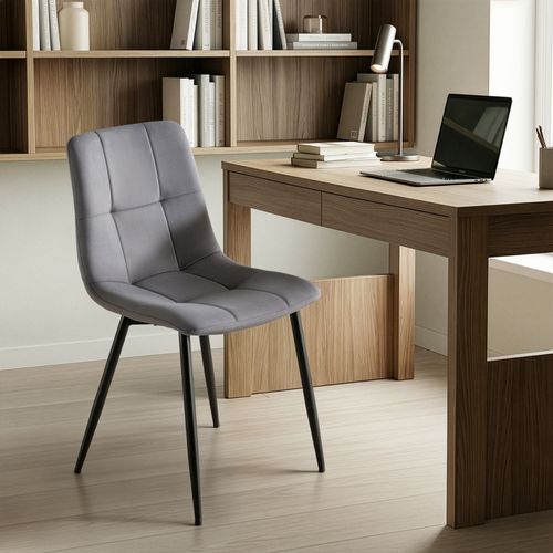 Lot De 6 Chaises Rembourrées En Velours, Chaises De Salle à Manger, Pieds Réglables, Gris