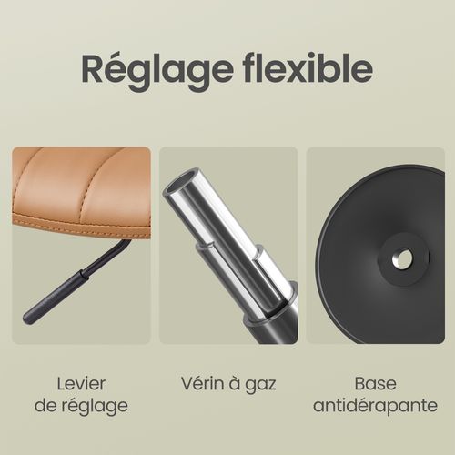 Chaises De Bar Réglables, Tabourets Avec Dossier, Rotation 360°, Pu, Lot De 4, Marron