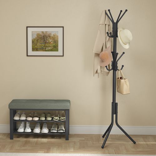 Portemanteau En Métal, Avec Crochets, Pour Salon, Entrée, Chambre, Noir