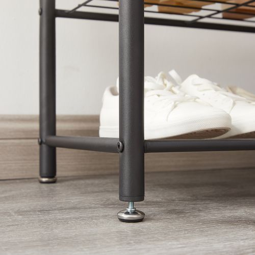 Portemanteau, Vestiaire Avec Banc De Rangement Pour Chaussures, Style Industriel, Marron Et Noir